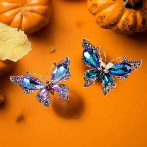 Hmeme Fashion Rhinestone Shining Butterfly Brooches For Women Clothing Coat Jewellery Accessries Gifts