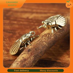 ❣️❣️❣️ Imitation Brass Cicada Casting Statue Mini Animal Metal Figurine key chain Home