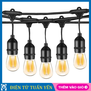 Bộ đui đèn liền dây 10 mét 20 đui đèn E27 trang trí ngoài trời chống chịu nước dây lõi đồng (không kèm bóng)