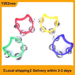 【Local shipping】 Hand Held Tambourine Metal Bell Plastic Percussion for KTV Party Kid Game Toy