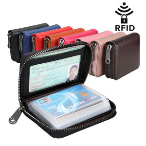 2021ใหม่ของแท้หนังกระเป๋าใส่บัตรRFIDการปิดกั้นบัตรเครดิตผู้ถือกระเป๋าใส่นามบัตรผู้หญิงเปลี่ยนซิปกระเป๋า