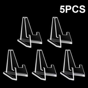 10PCS Acrylic Display Holder Transparent Triangle Commemorative Coin Photo Card Holder Display Rack Phone Stand Home Decor