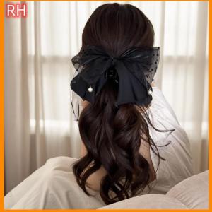 🔥🔥🔥ranghe กิ๊บติดผมแบบผูกเป็นปมรูปผีเสื้อลูกไม้ปักเลื่อมหวานกิ๊บหนีบผมหางม้าแบบครึ่งตัว2025ใหม่สำหรับผู้หญิงคลิปผมครีบฉลามเข้าถึงผมอย่างมีสไตล์