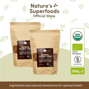 Bundle: Natures Superfoods Organic Coconut Palm Sugar 250g Packs x 2 l Unrefined l Low GI l Diabetic-Friendly