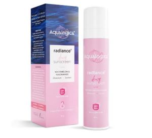 Aqualogica Radiance+ Dewy Sunscreen Cream with Watermelon & Niacinamide | SPF 50+ |PA+++ | Protects from UVA UVB | For Complete Sun Protection | 50 g