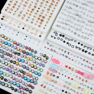 100Pair/lot Multi-style Colorful Letter Flower Geometric Crystal Stud Earrings Set For Women Girls Plastic Earrings Jewelry Gifts