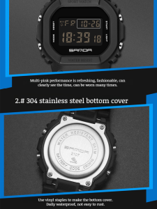 Student waterproof square watch multifunction electronic watch square watch single display square watch square movement outdoor sports waterproof electronic watch