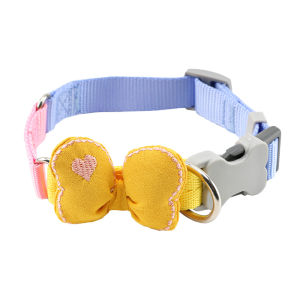HamshMoc Adjustable Dog Collar Lightweight Pet Collar Safety Durable Comfortable Soft with Cute Bow Tie for Small Medium Dogs