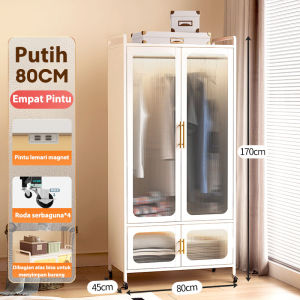(Roda)Lemari Pakaian Besi Lemari Pakaian 2 Pintu Anti rayap Anti lembab Anti karat Anti jamur