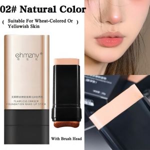 2-In-1 Anti-Wrinkle Foundation Stick Korean Flawless Eraser Foundation Stick Moisturizing Lightweight Double-Ended Foundation Makeup Stick With Brush Multi-Purpose Face Makeup Contour Stick Waterproof And Long-Lasting Concealer Invisible Pores