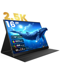 【Local Warehouse】VFLOW 16.1 Inch 2K High Resolution Professional Designer Portable Monitor,2560x1600P 100%SRGB 8-bit+FRC 1200:1 IPS Ultra-Slim for LaptopDual Speakers Extender Display. with Smart Cover for PC Phone Xbox PS4/5 【Delivered Whinin 72 Hours】