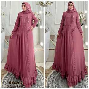 BISA COD Set Gamis Payet Kode HASANI Bahan Ceruty Babydoll Premium By Ory AjeZas Collection