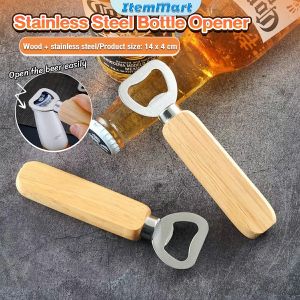 ItemMart Wooden Bottle Opener Stainless Steel Can Opener Household Kitchen Bar Tools for Wedding Party Home Restaurant