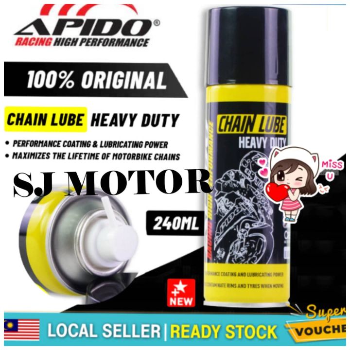 APIDO HEAVY DUTY CHAIN LUBE CHAIN OIL 240ML SPRAY MINYAK RANTAI APIDO
