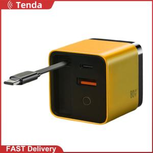[Tenda]High-Performance GaN Power Adapter with 3 in 1 Function Retractable Type C Cable and Dual USB Ports for Quick Charging