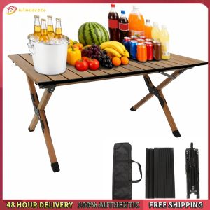 Winnereco Aluminum Alloy Folding Table Roll-Up Portable Picnic Table Backpacking Table for Outdoor Camping Picnic BBQ