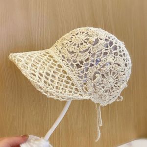 HUIHEYU Adjustable Crochet Baseball Cap Floral Lace Polyester Sun Hat Casual Multi-Color Mesh Peaked Cap Spring Summer