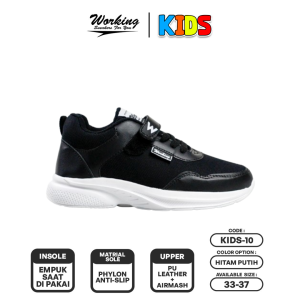 Sepatu Sekolah Anak New SD SMP Laki Perempuan Kids 10 Hitam Black Polos Nyaman Ringan Size 33-37