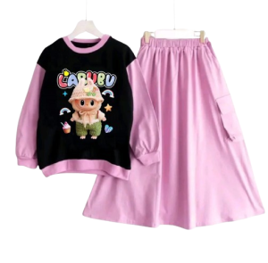 ONE SET ROK ANAK CEWEK LABUBU CUPCAKE USIA 3 - 12 TAHUN BAHAN CRINCLE AIR FLOW FASHION TERBARU / VIRAL