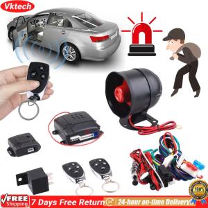 【Ready】【Vktech】สัญญาณกันขโมยรถยนต์พาหนะป้องกันระบบรักษาความปลอดภัยแบบไม่ใช้กุญแจพร้อมรีโมท2อัน