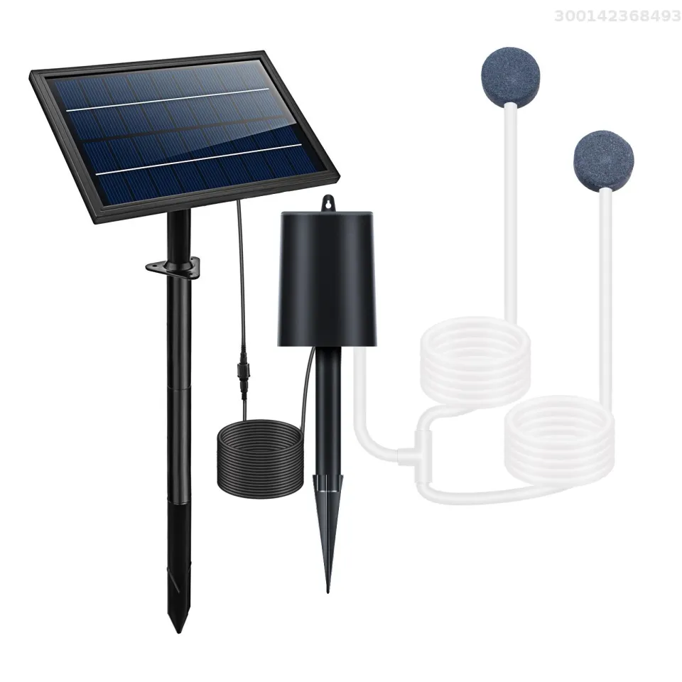 Solar Powered Air Pump Kit 10V 8W Solar Panel Air Pump with Pipe Air Stones  Working Modes Waterproof Solar Pond Aerator Oxygenator for Garden Fish