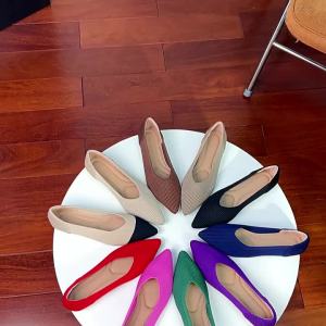 Princess shoes for women maternity shoes pointed-toe flat knitted breathable slip-on shoes shallow loafers egg roll flats