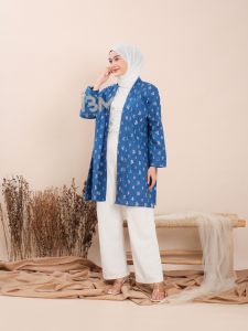 Cardigan Blazer Batik Motif Jumputan Wanita Korean Style Atasan Wanita Muslim Outer - ALL SIZE