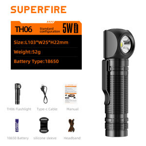 SUPERFIRE TH04 High Power And Large Capacity Headlamp Multifunctional Ultra Long Exposure Distance Portable Work Light Emergency Torchlight Camping/Hiking/Cycling/Outdoor/Indoor