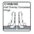 Yale C100B/HO Concealed Hinge Half Overlay 2pc. (Silver). 