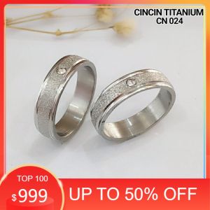 Cincin Titanium/stainless steel couple harga/1biji dan cauple cincin dewasa elegan kerlip mata satu perhiasan lapis emas silver CN 024
