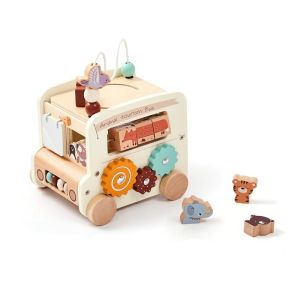 Montessori Wooden Children Toys Busy Toys Educational Games Bus 5 in 1 Busy Toys Montessori Baby Toys 0 12 Months Gifts Kids