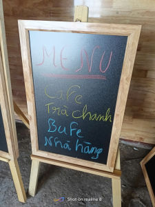 Bảng Menu Để Nhà Hàng Quán Ăn Khung Gỗ Cao Su Chất Lượng Cao(Tặng Hộp Phấn Màu)