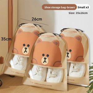 LINE FRIENDS Shoe Storage Bag 3-Pack Dustproof Drawstring Travel Pouch LFB345
