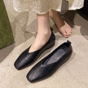 Free Shipping New Spring And Autumn Collection: Low-Heeled Square-Toe Shallow-Mouth Flats For Women Available In Large Sizes Slip-On Style Casual Shoes