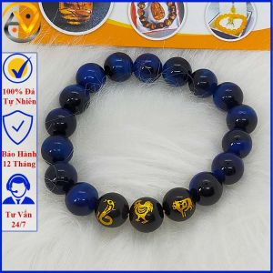 Vòng tam hợp quý nhân tỵ dậu sửu - Chất liệu đá mắt hổ xanh dương - size 8 10 12ly cho người mệnh thủy mệnh mộc - có khai quang điểm nhãn may mắn tài lộc - PHONG THỦY ANH VŨ