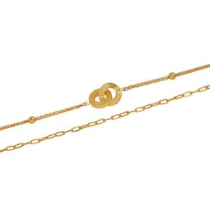 Interlocking Gold Charm Bracelet • 18K Gold Plated Waterproof Non-Fade • 316L Stainless Titanium Steel Fashion Bangle For Women Men BR438