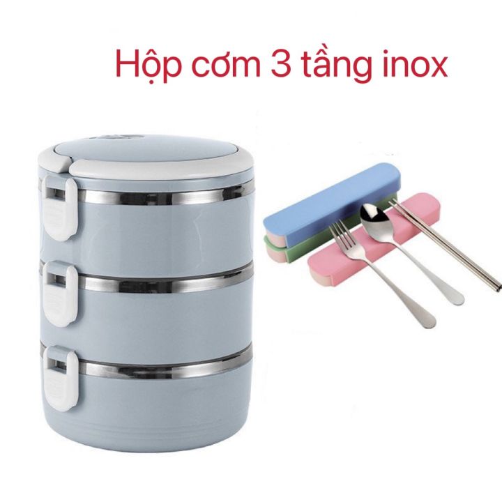 CAMEN GIỮ NHIỆT LÚA MẠCH 3 TẦNG CAO CẤP-Hộp cơm giữ nhiệt 3 ngăn/hộp ...