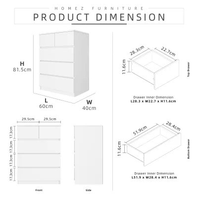 KitchenZ 5 Layers Chest Drawer with Large Drawer Storage Space-HMZ-FN-CD-7002/7012