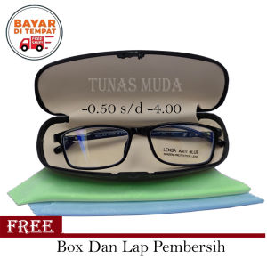Kacamata Minus Lensa Anti Radiasi/Anti Blue Light Pria Dan Wanita - Free Box Dan Lap Pembersih
