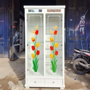 Lemari Pajangan Kaca / Lemari Hijab dan Tas / Kabinet 2 Pintu Warna