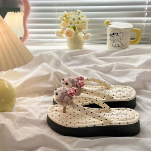 [Free Shipping] Summer 2026 New Fashion Versatile Non-Slip Wedge Beach Flip-Flops Cute Cartoon Thick-Soled Womens Flip-Flops