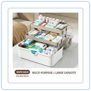 【COZYCASA】Minimalist First Aid Storage Box 3 Tier Multi-purpose Clear Medicine Tool Box