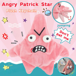 Angry Jumping Star Plush Toy Keychain Backpack Ornament Stuffed Doll Pendant Gift Funny Moving Toy