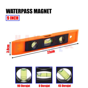 Waterpass Magnet 9 INCH dan 12 INCH Penggaris Pengukur Magnet Waterpass Magnetic Alat Ukur Kecil dan Besar Vertical Horizontal Diagonal
