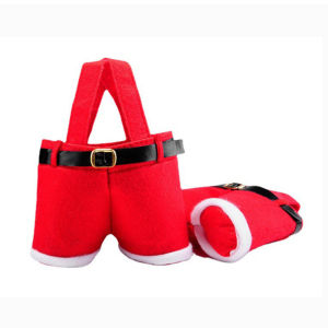 6pcs Christmas Santa Pants Bag Large Tote Candy Wine Gift Bag Christmas Decoration Candy Wine Bottle Bag