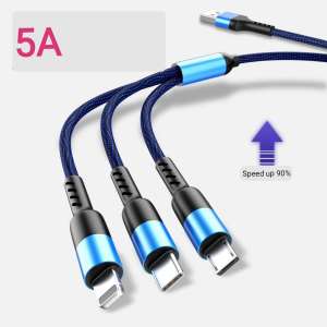 3in1 USB Cable 5A Fast Charging Charger Micro For Lightning USB Type C Universal Mobile Phone Cables For iPhone Samsung Huawei Cord 1 meter and 1.8 meter