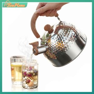 Camping Kettle 3L Stainless Steel Whistling Teapot with Heat-resistant Handle for Outdoor Cooking and Hot Water