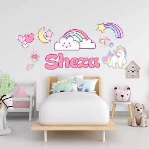 Pusat Wallsticker - Stiker Dinding Pelangi Rainbow Custom Name / Wall Sticker Karakter Dekorasi Kamar Anak LSN241113