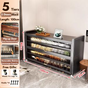 🔥SG Ready Stock🔥100cm11Layer Large Capacity Metal Shoe Cabinet 90° Flip‑up Door Removable Shelves Dust & Moisture Proof Odour‑Free Steel Shoe Storage Cabinet for Family Entryway
