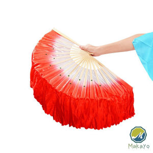 Makayo พัดผ้าไหมเรยอน ไล่โทนสี พัดระบำ พัดระบำจีน พัดผ้าสังเคราห์ พัดฟ้อนรำจีน อุปกรณ์การแสดง Dance fan